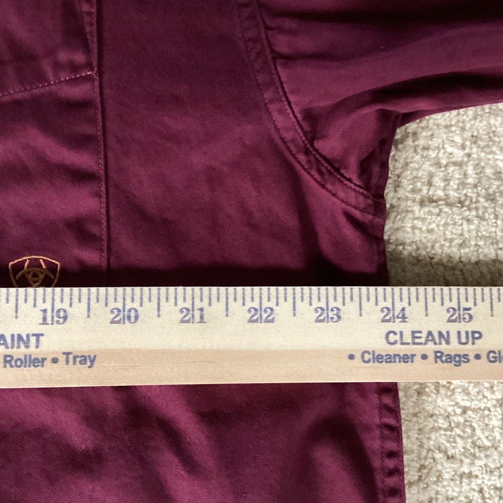 Ariat Mens Rich Burgundy Western Large 100% Cotton Twill Long Sleeve Shirt - Picture 4 of 10